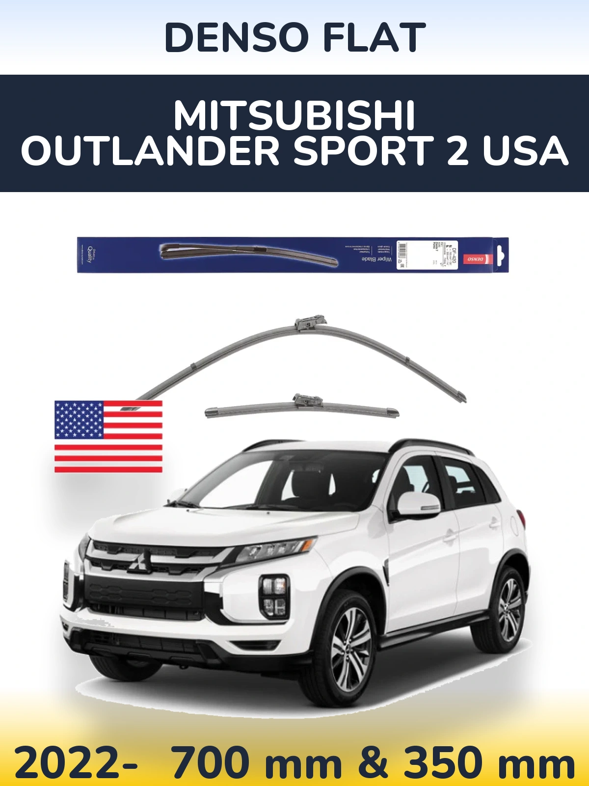 Комплект передних дворников Denso Flat 700 & 350 мм для Mitsubishi Outlander Sport 2 USA 2022-2026