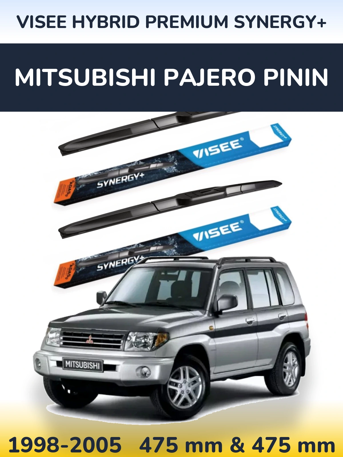 Komplet przednich wycieraczek VISEE HYBRID PREMIUM SYNERGY+ 475 & 475 mm do Mitsubishi Pajero Pinin 1998-2005