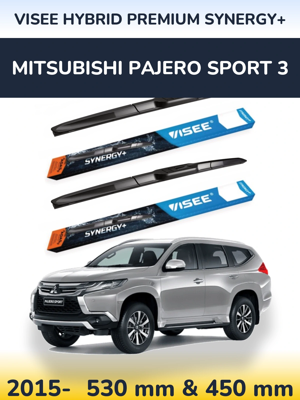Komplet przednich wycieraczek VISEE HYBRID PREMIUM SYNERGY+ 530 & 450 mm do Mitsubishi Pajero Sport 3 2015-2026