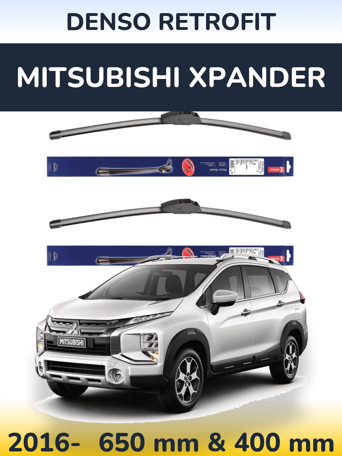 Комплект передних дворников Denso Retrofit 650 & 400 мм для Mitsubishi Xpander 2016-2026