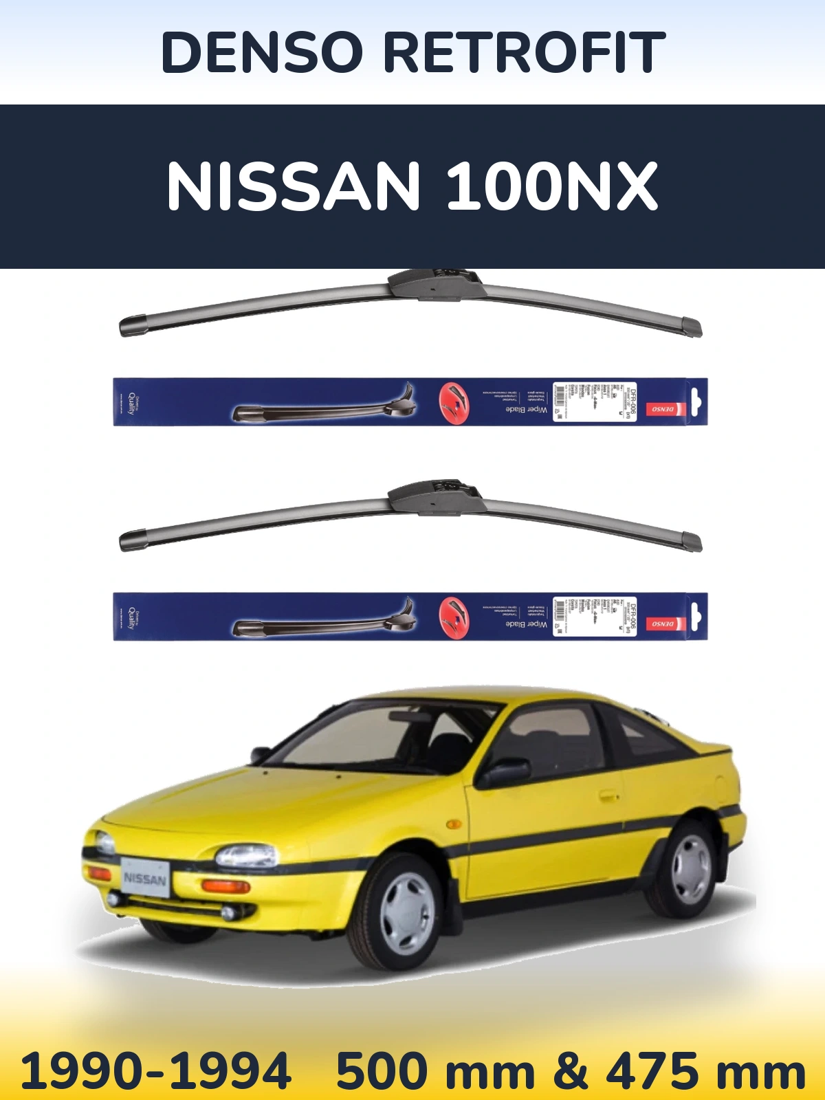 Комплект передних дворников Denso Retrofit 500 & 475 мм для Nissan 100NX 1990-1994