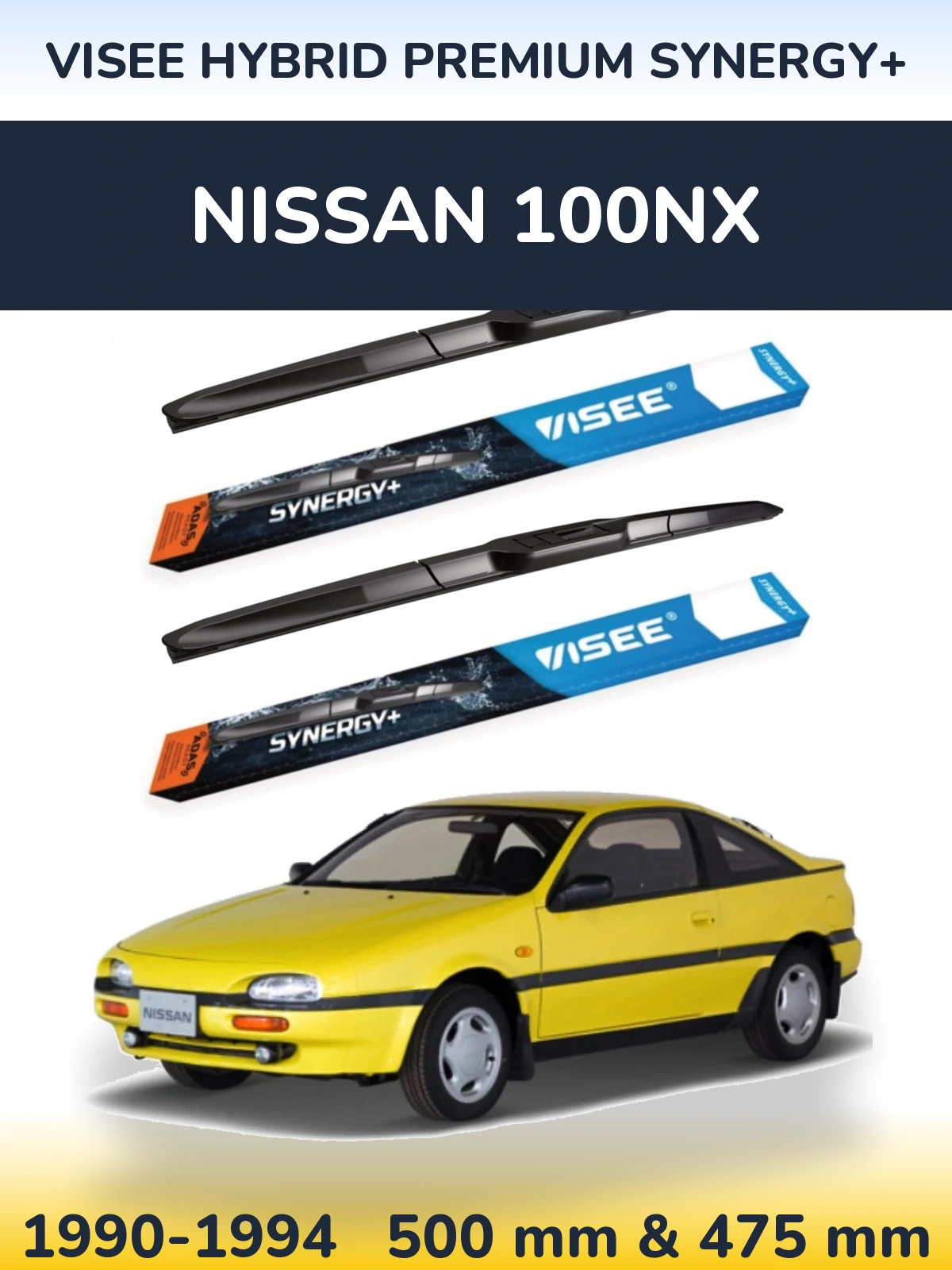 Komplet przednich wycieraczek VISEE HYBRID PREMIUM SYNERGY+ 500 & 475 mm do Nissan 100NX 1990-1994