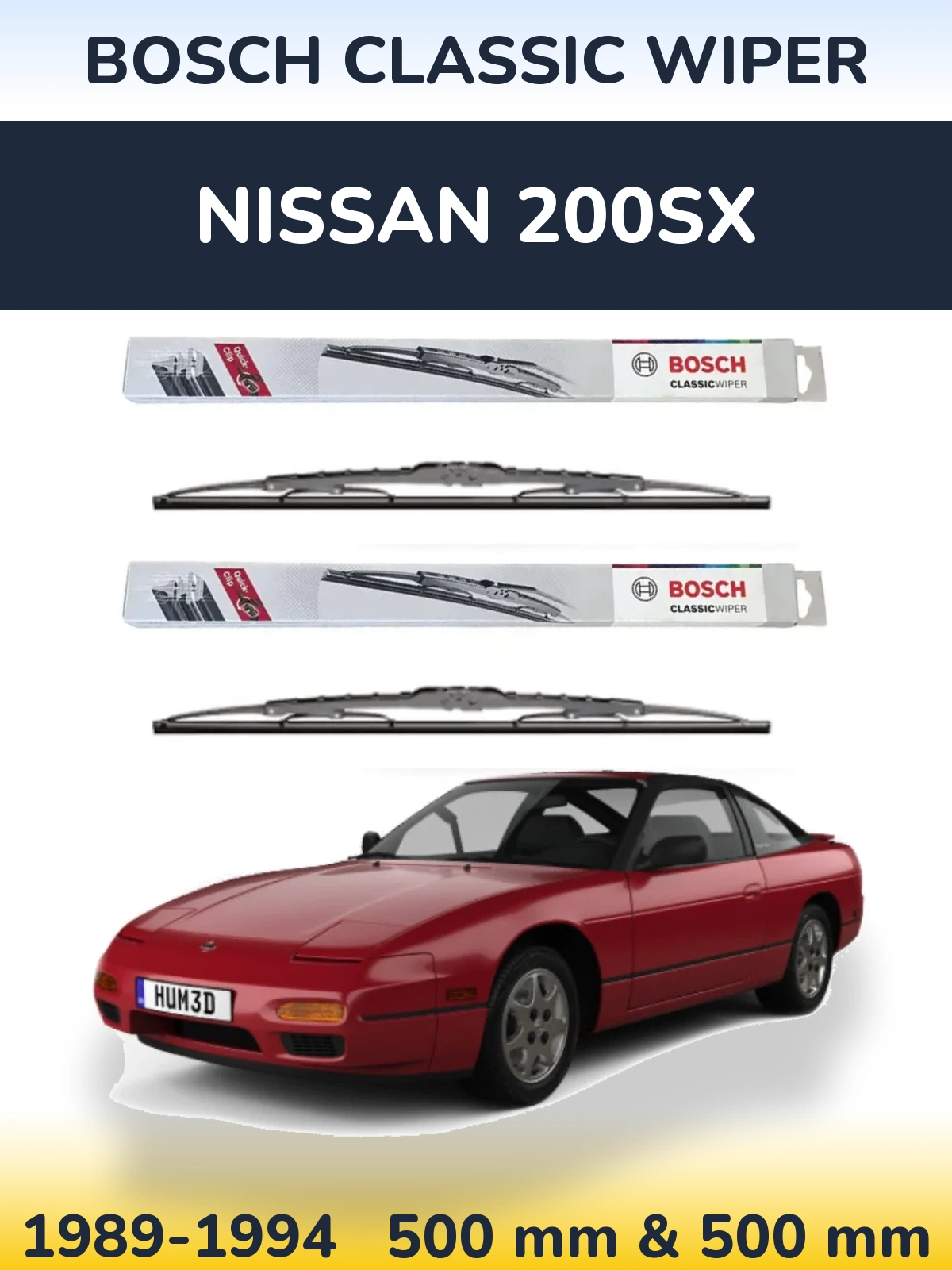 Komplet przednich wycieraczek BOSCH Classic Wiper 500 & 500 mm do Nissan 200SX 1989-1994