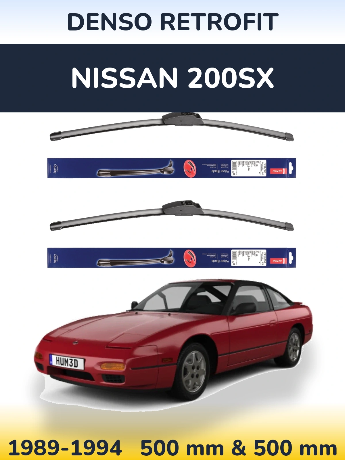 Комплект передних дворников Denso Retrofit 500 & 500 мм для Nissan 200SX 1989-1994