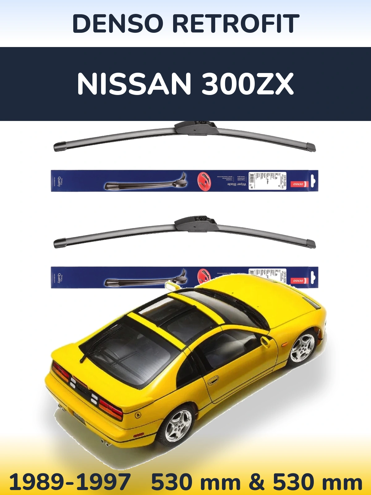 Komplet przednich wycieraczek Denso Retrofit 530 & 530 mm do Nissan 300ZX 1989-1997
