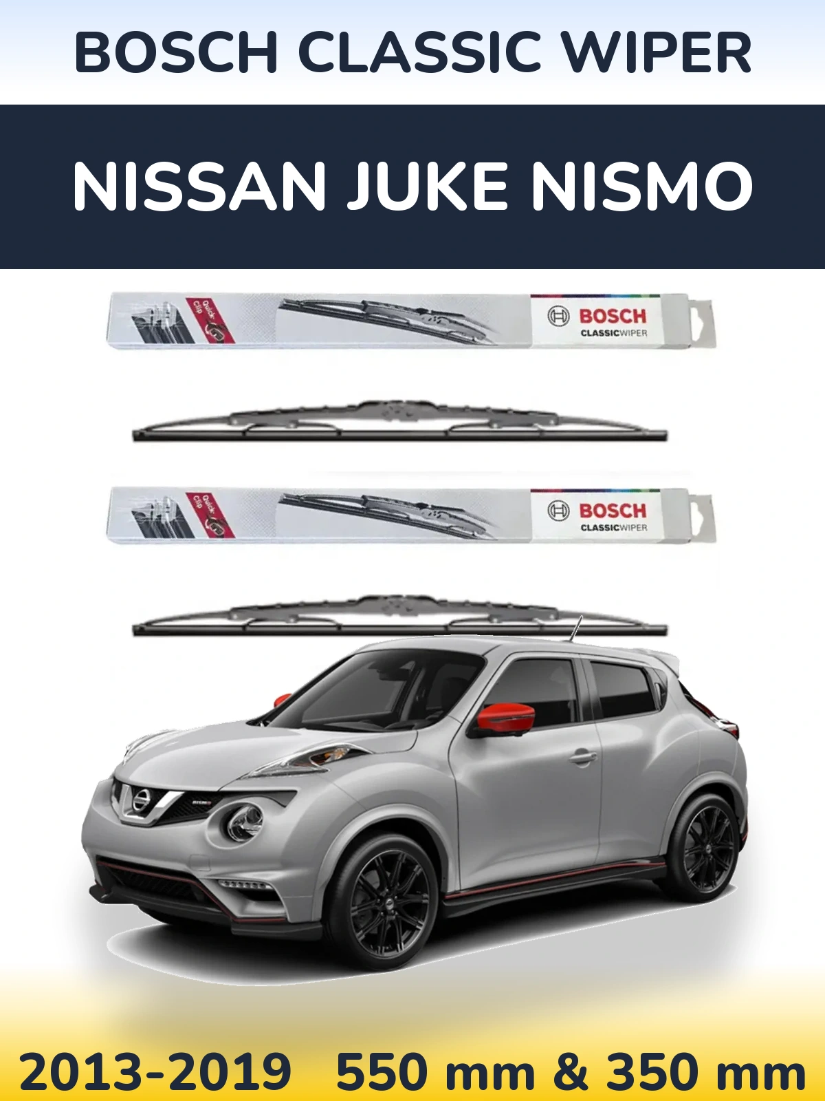 Комплект передних дворников BOSCH Classic Wiper 550 & 340 мм для Nissan Juke Nismo 2013-2019