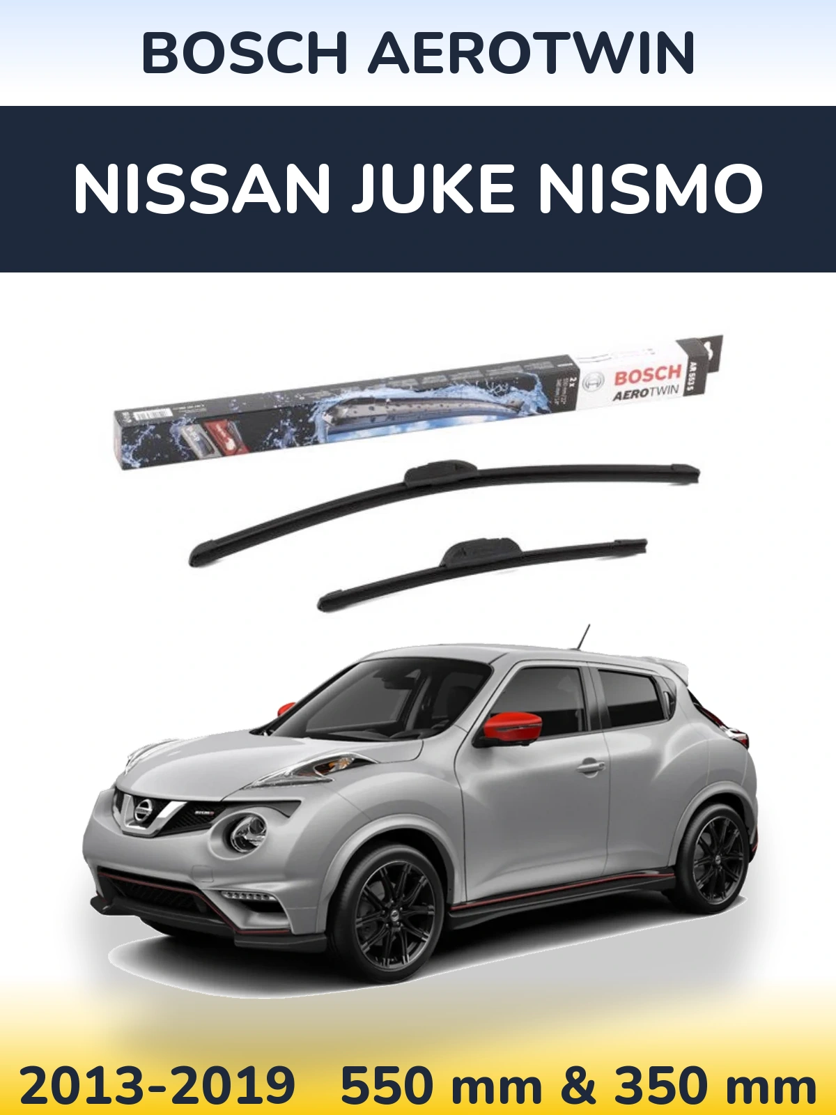 Комплект передних дворников BOSCH AeroTwin 550 & 350 мм для Nissan Juke Nismo 2013-2019
