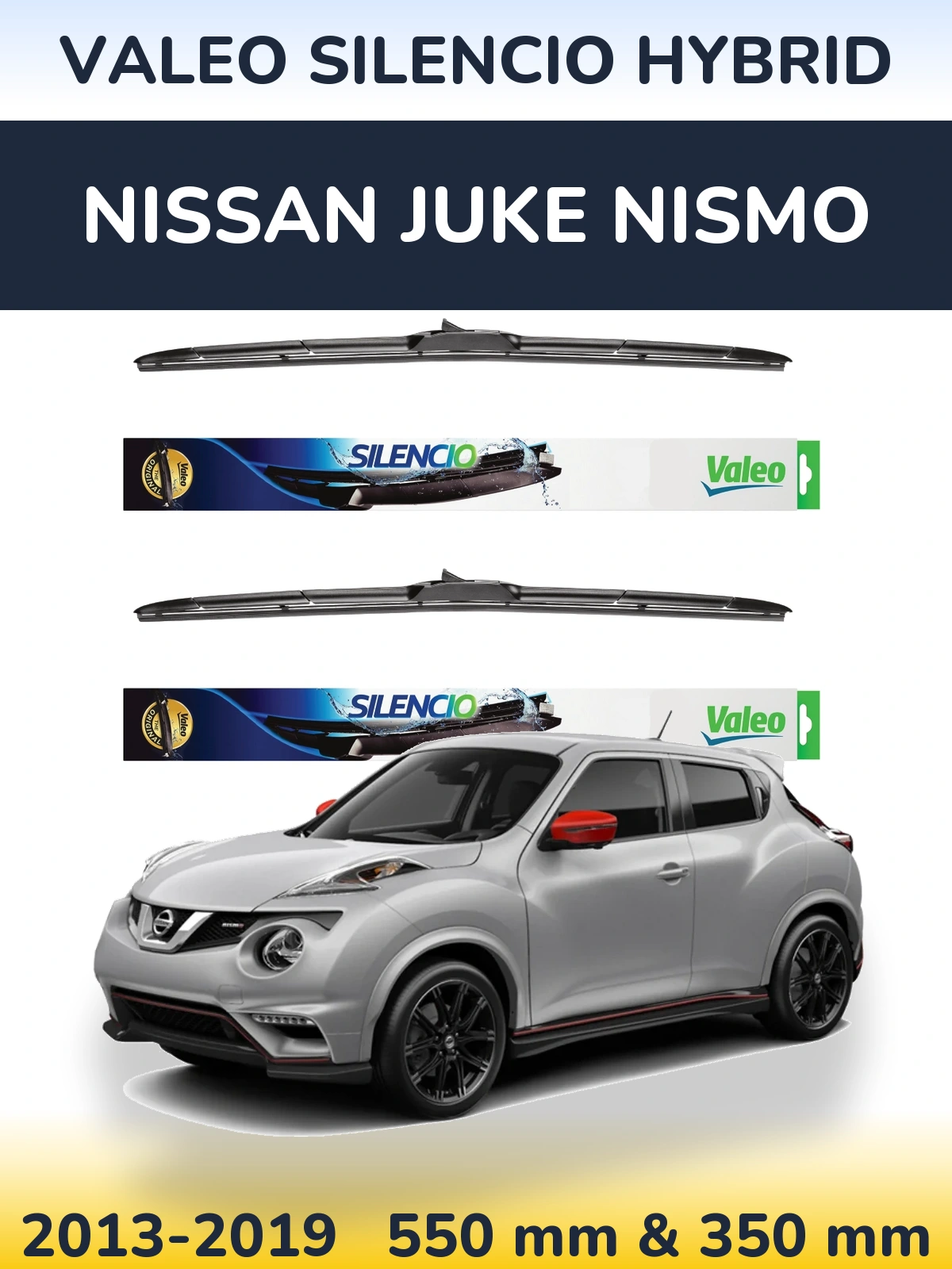 Комплект передних дворников Valeo Silencio Hybrid 550 & 350 мм для Nissan Juke Nismo 2013-2019