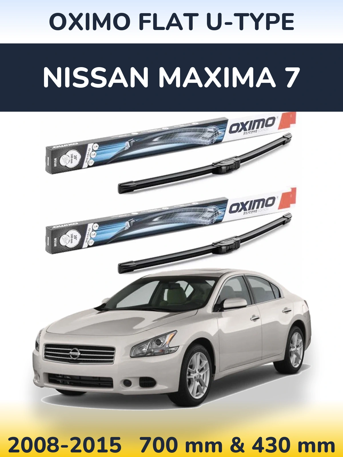 Komplet przednich wycieraczek Oximo Flat U-type 700 & 430 mm do Nissan Maxima 7 2008-2015