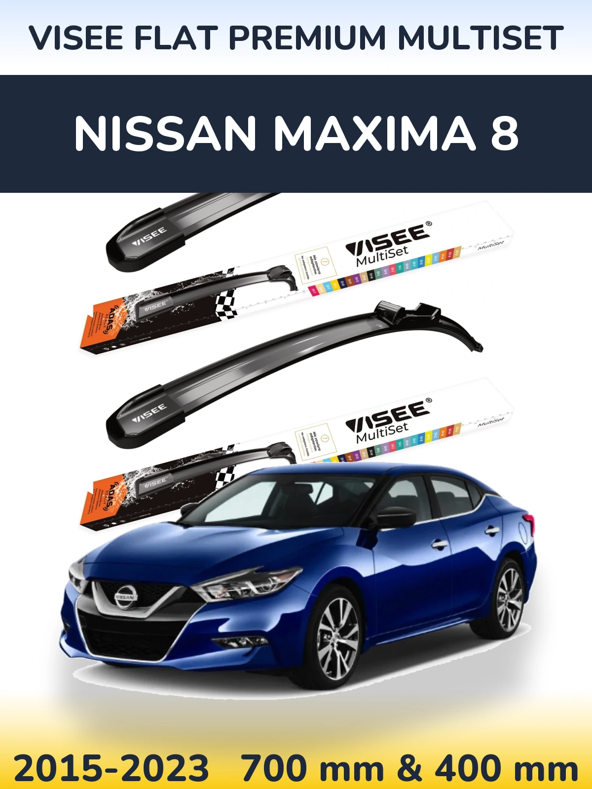Komplet przednich wycieraczek VISEE FLAT PREMIUM MultiSet 700 & 400 mm do Nissan Maxima 8 2015-2023