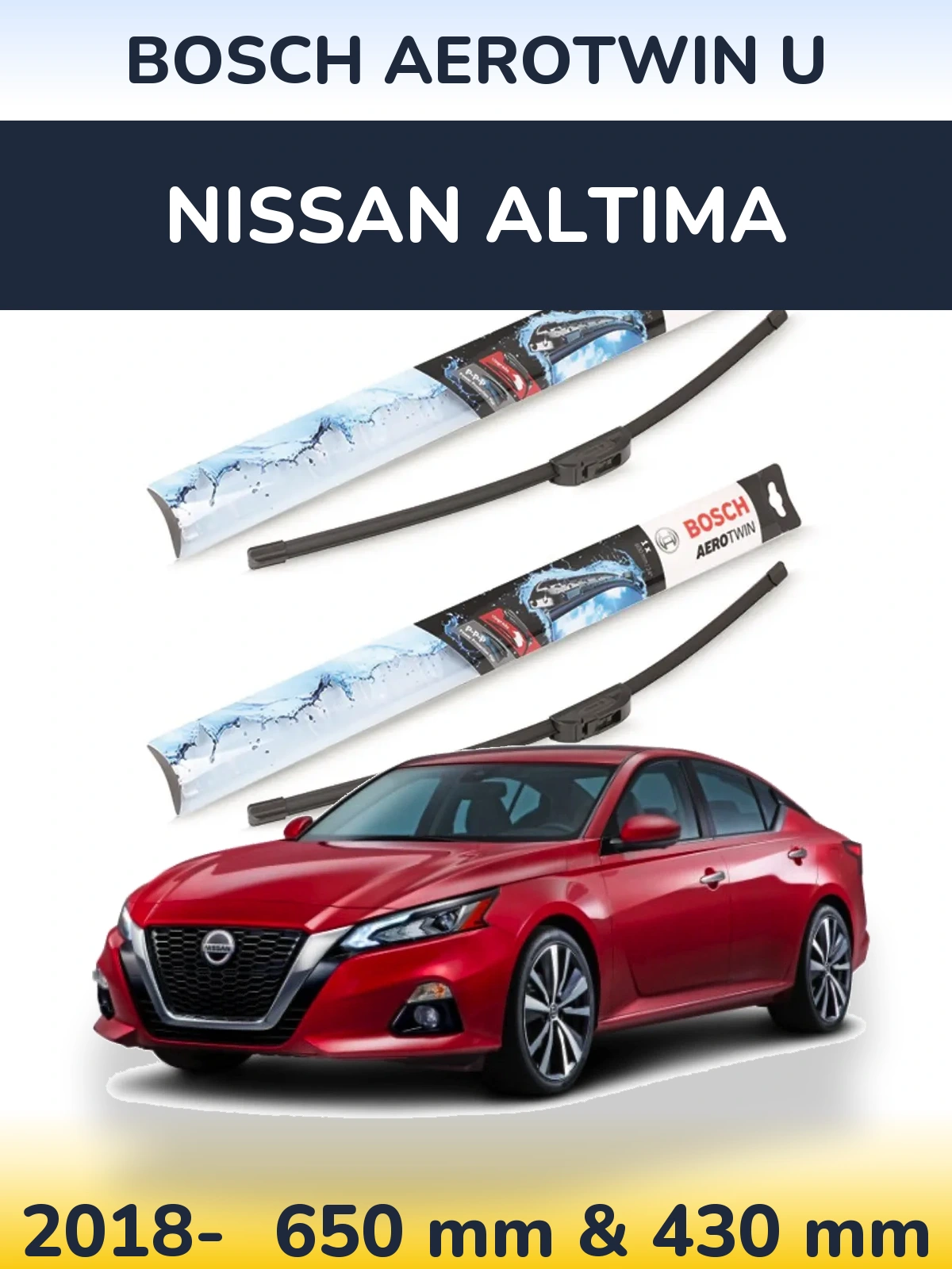 Komplet przednich wycieraczek BOSCH AeroTwin U 650 & 430 mm do Nissan Altima 2018-2026