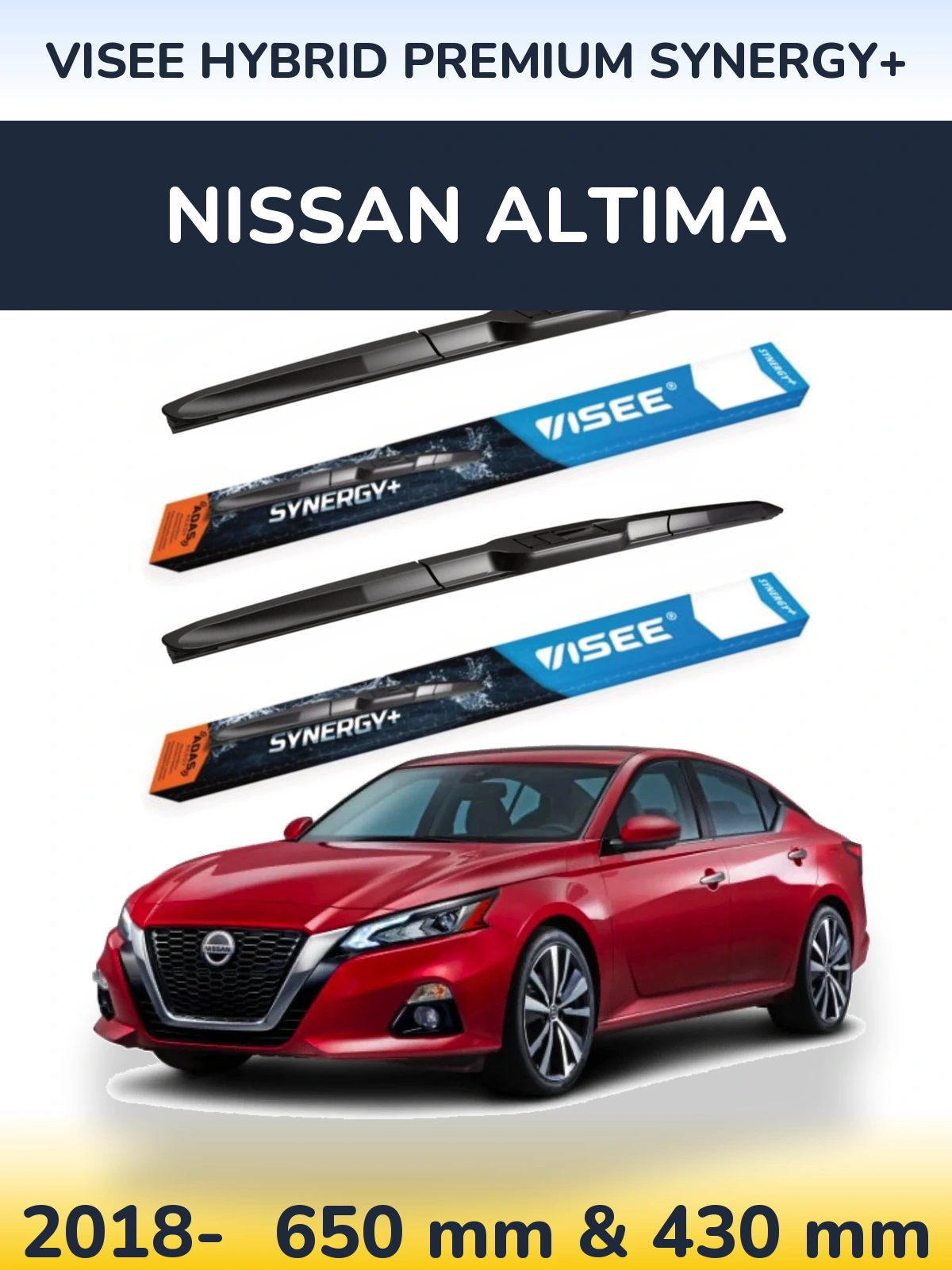 Komplet przednich wycieraczek VISEE HYBRID PREMIUM SYNERGY+ 650 & 430 mm do Nissan Altima 2018-2026