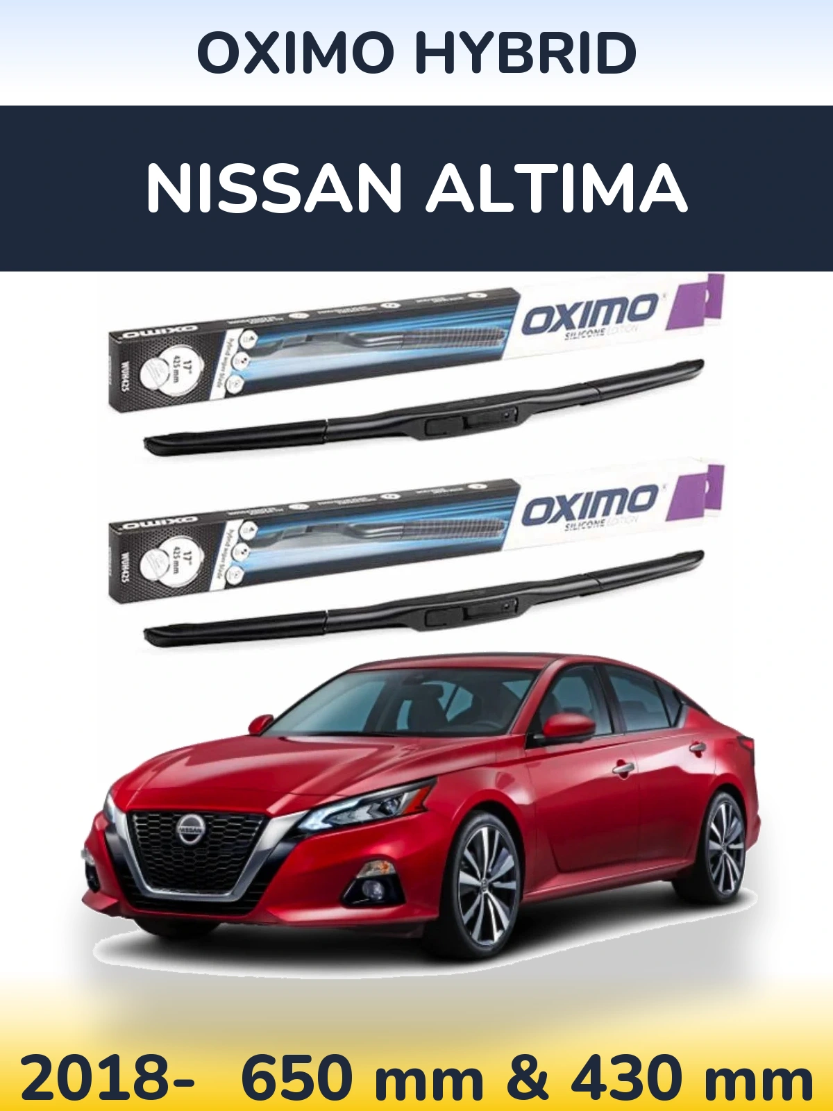 Komplet przednich wycieraczek Oximo Hybrid 650 & 430 mm do Nissan Altima 2018-2026