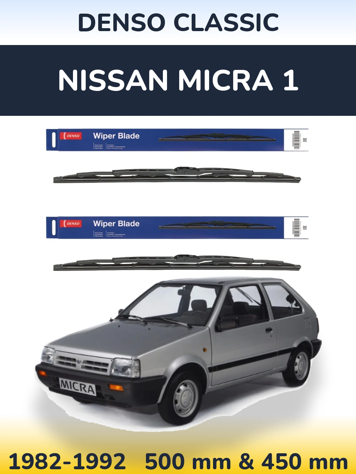 Комплект передніх щіток Denso Classic 500 & 450 мм для Nissan Micra 1 1982-1992