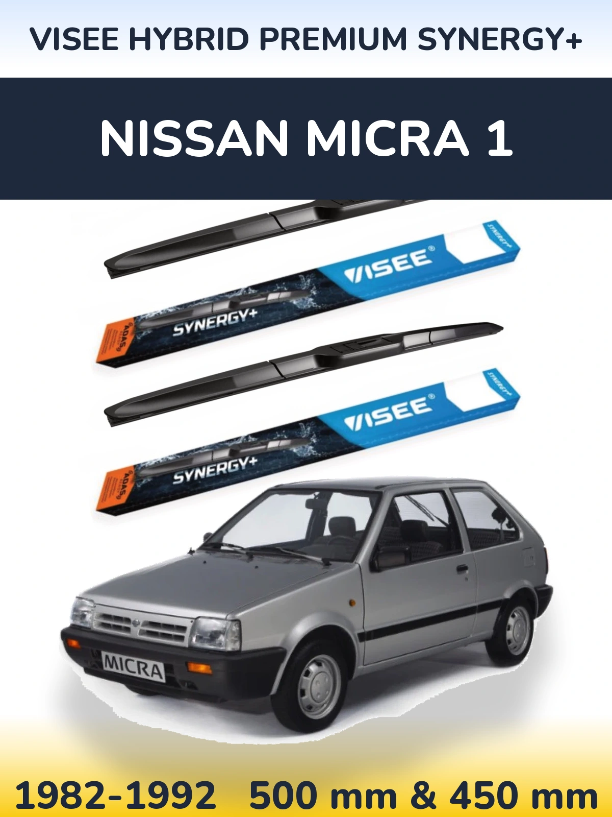 Комплект передних дворников VISEE HYBRID PREMIUM SYNERGY+ 500 & 450 мм для Nissan Micra 1 1982-1992