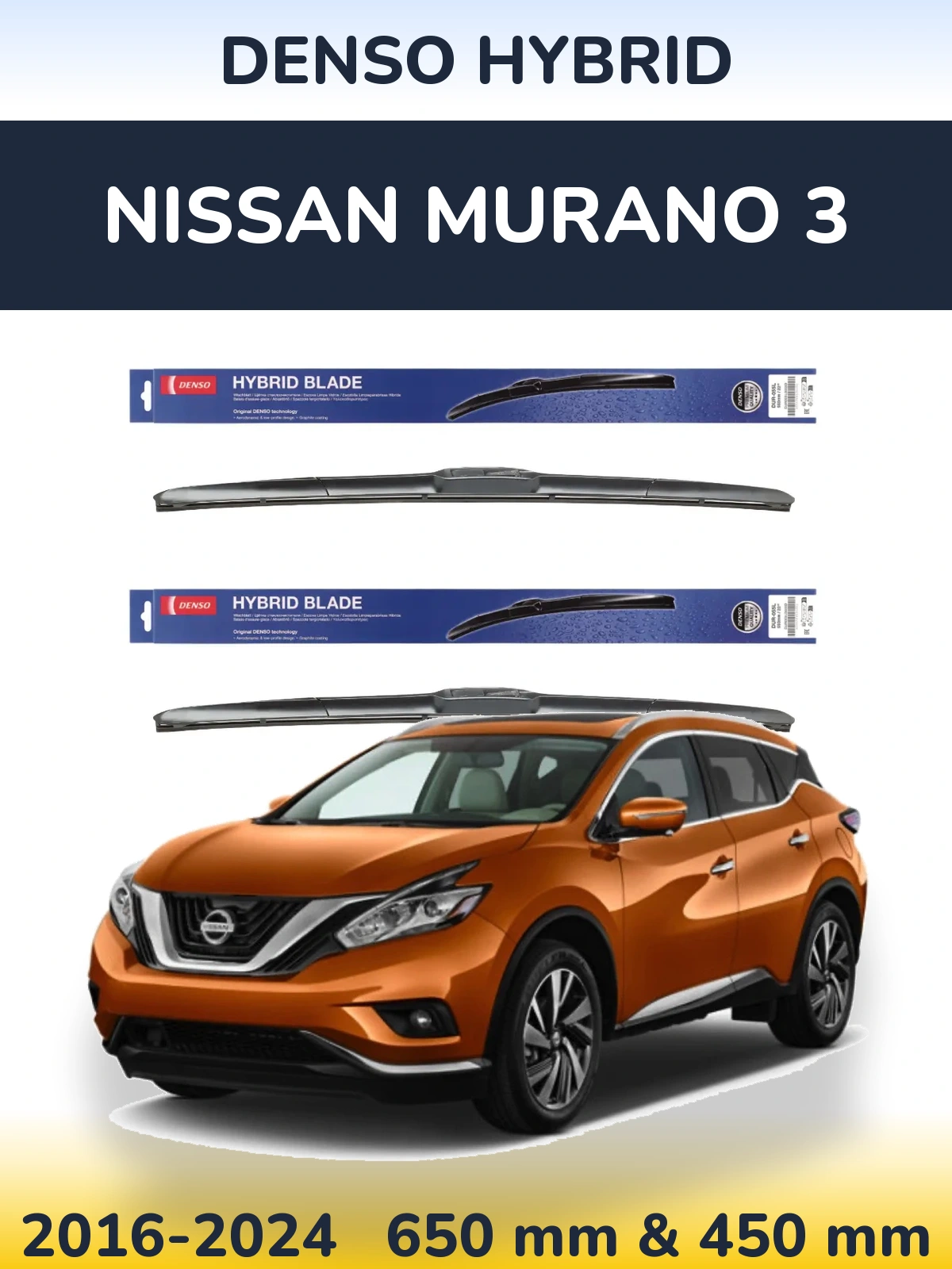Komplet przednich wycieraczek Denso Hybrid 650 & 450 mm do Nissan Murano 3 2016-2024