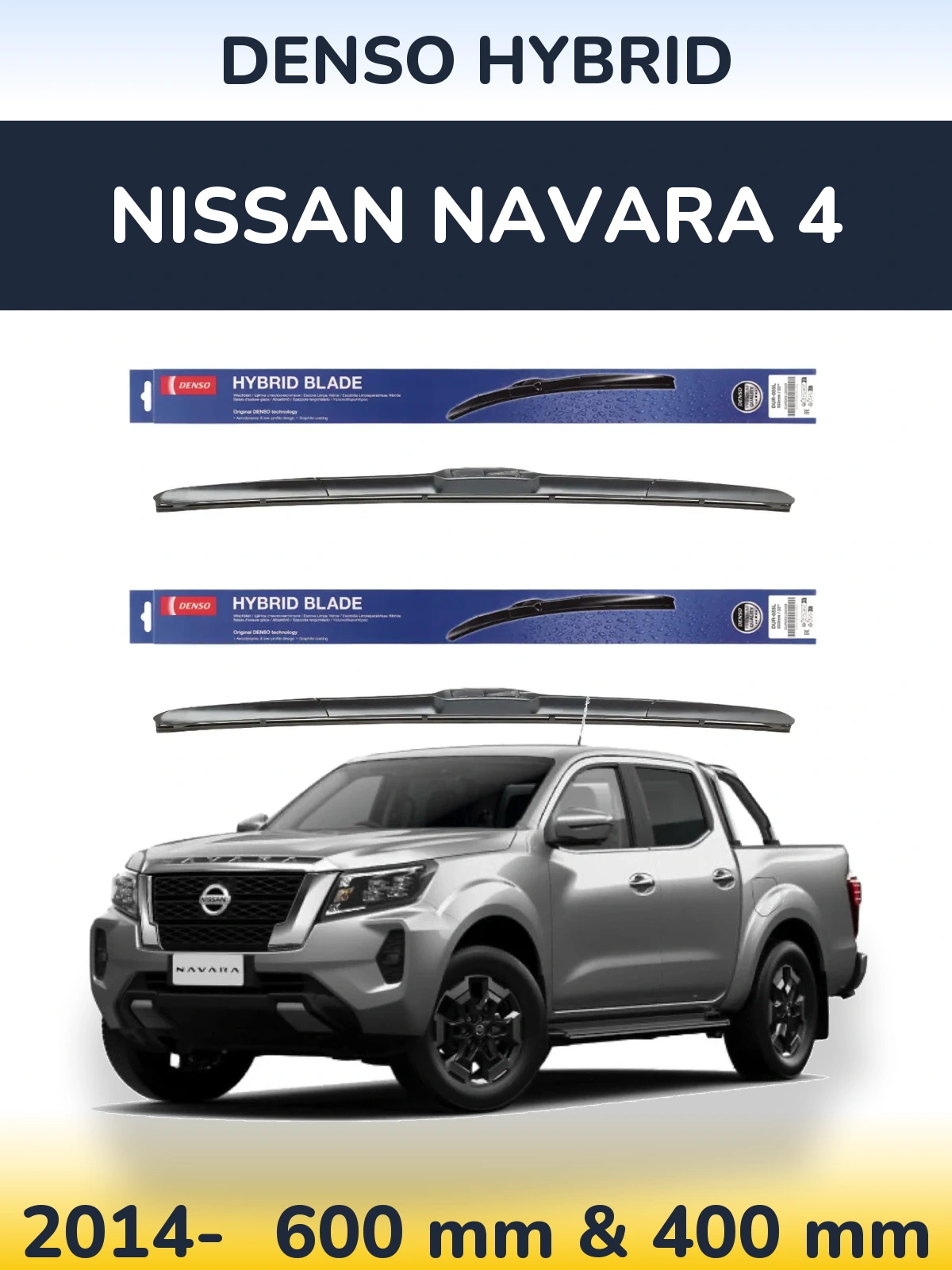 Komplet przednich wycieraczek Denso Hybrid 600 & 400 mm do Nissan Navara 4 2014-2026