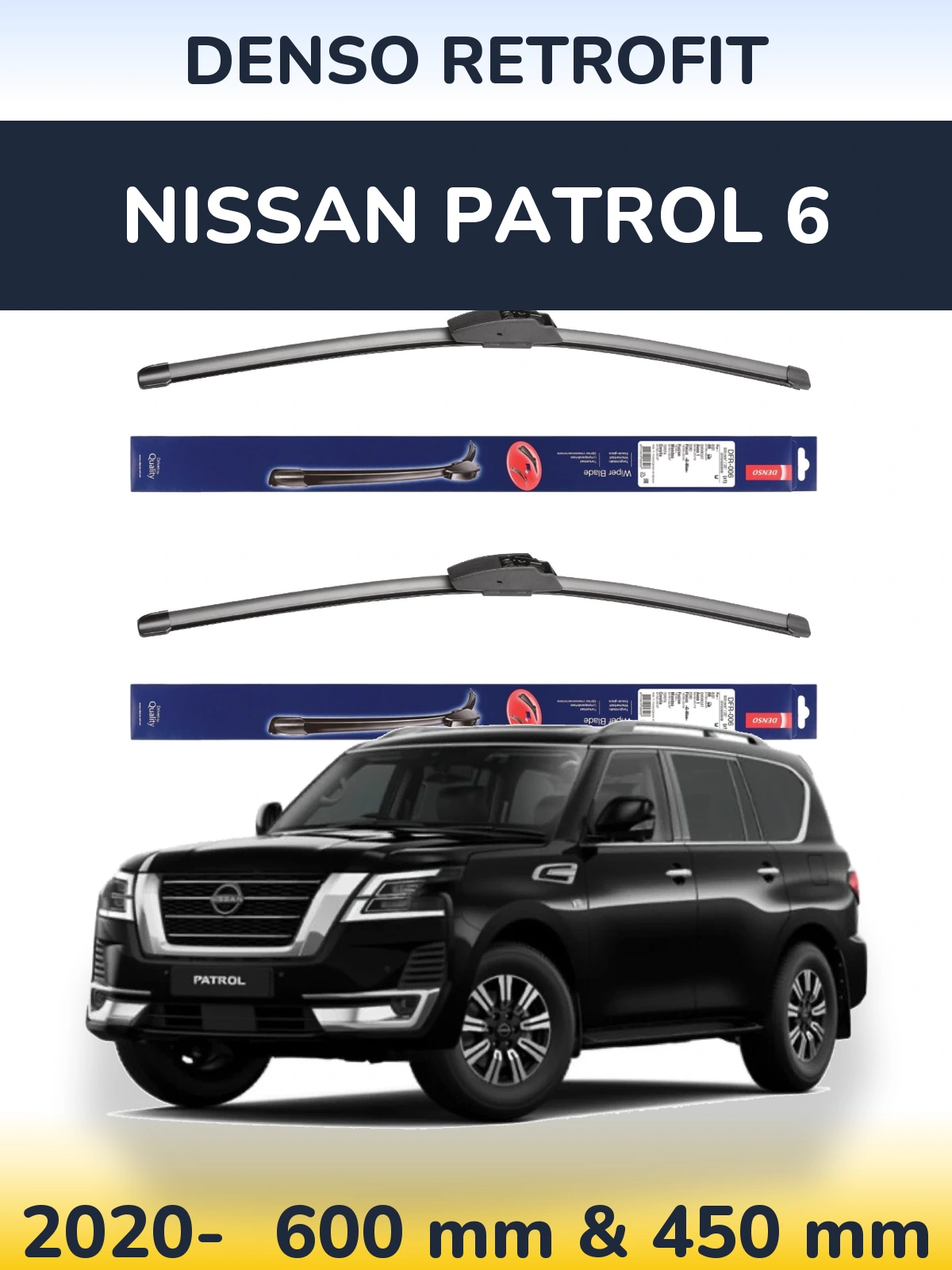 Komplet przednich wycieraczek Denso Retrofit 600 & 450 mm do Nissan Patrol 6 2020-2026