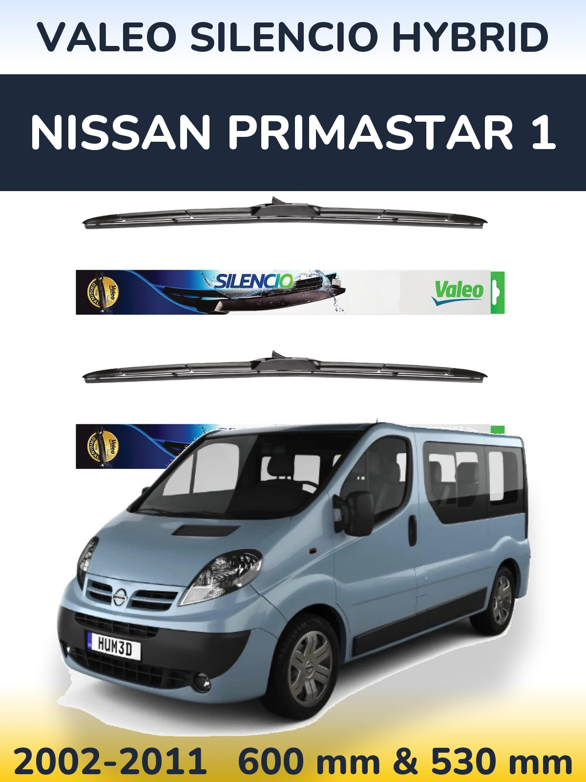 Комплект передних дворников Valeo Silencio Hybrid 600 & 530 мм для Nissan Primastar 1 2002-2011