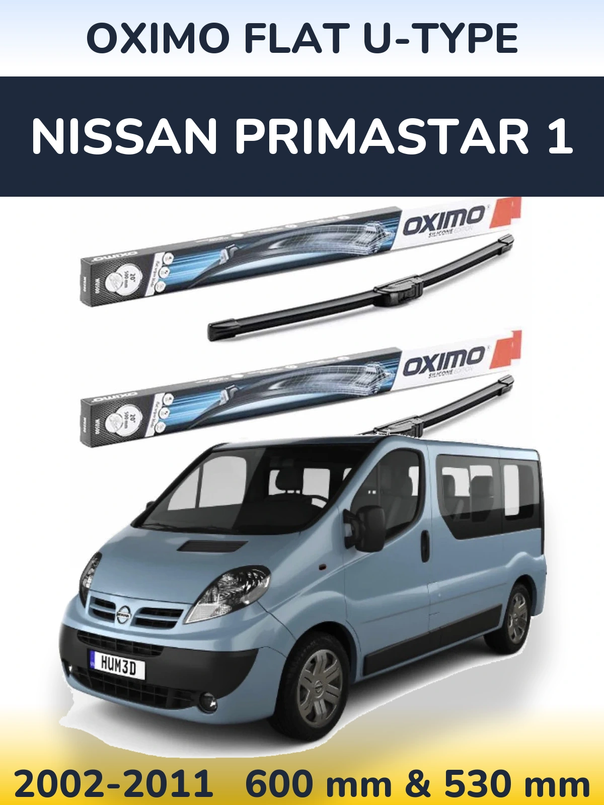 Komplet przednich wycieraczek Oximo Flat U-type 600 & 530 mm do Nissan Primastar 1 2002-2011
