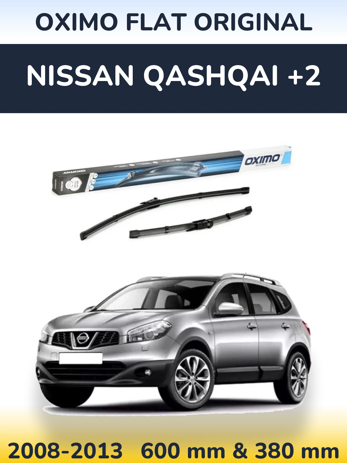 Komplet przednich wycieraczek Oximo Flat Original 600 & 375 mm do Nissan Qashqai +2 2008-2013