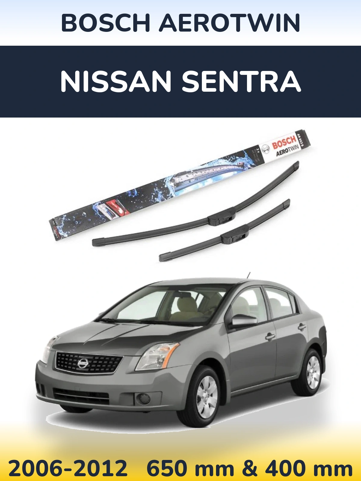 Komplet przednich wycieraczek BOSCH AeroTwin 650 & 400 mm do Nissan Sentra 2006-2012