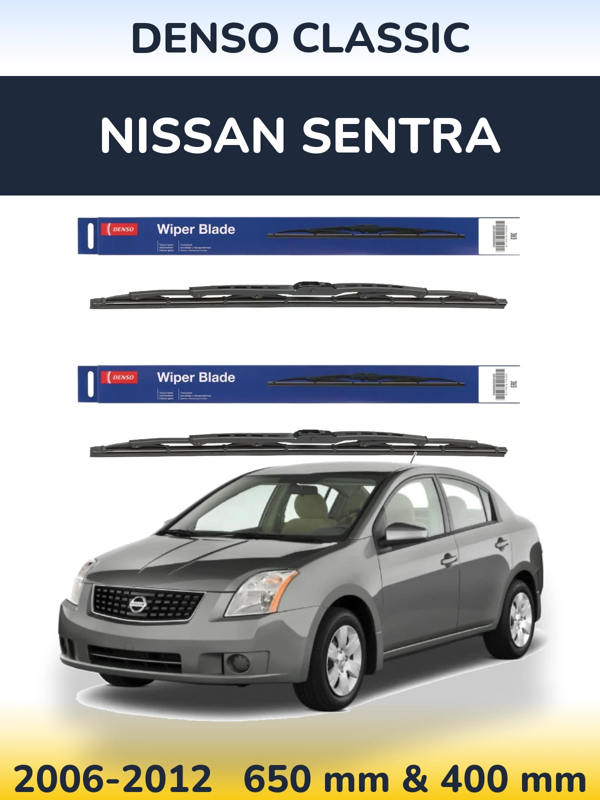 Komplet przednich wycieraczek Denso Classic 650 & 400 mm do Nissan Sentra 2006-2012
