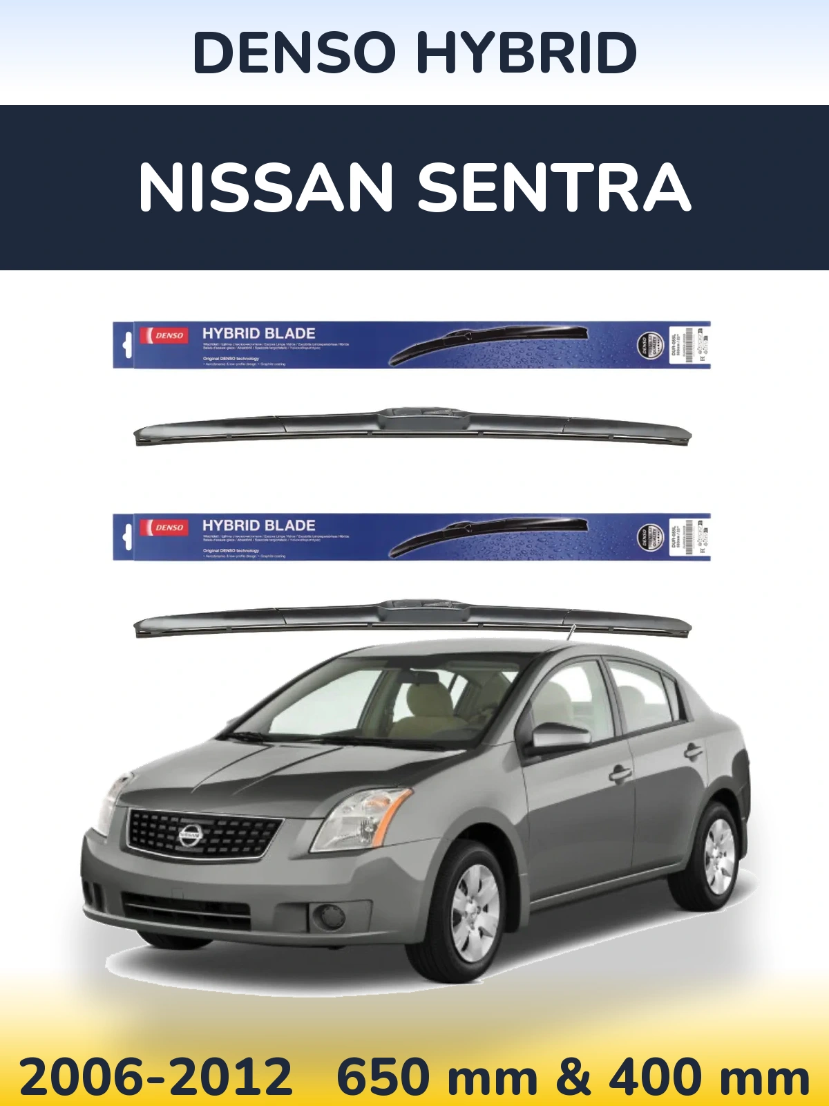 Komplet przednich wycieraczek Denso Hybrid 650 & 400 mm do Nissan Sentra 2006-2012