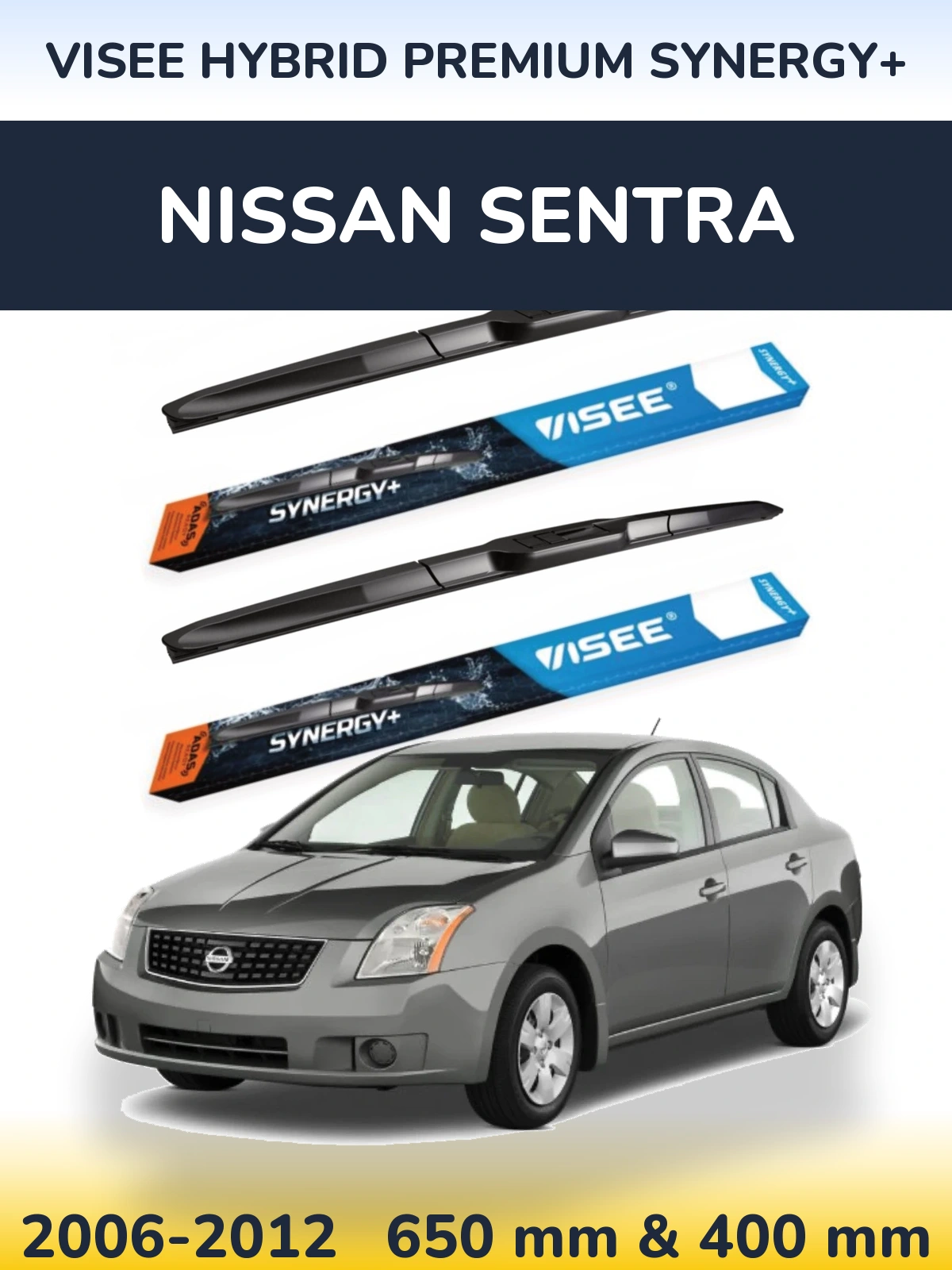 Komplet przednich wycieraczek VISEE HYBRID PREMIUM SYNERGY+ 650 & 400 mm do Nissan Sentra 2006-2012