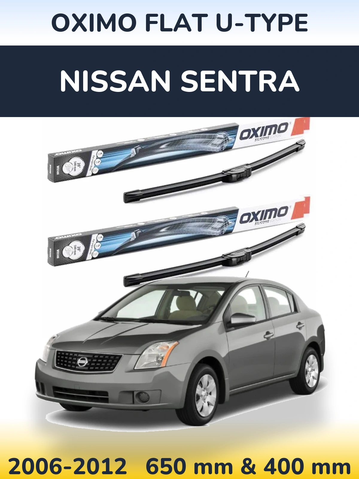 Komplet przednich wycieraczek Oximo Flat U-type 650 & 400 mm do Nissan Sentra 2006-2012
