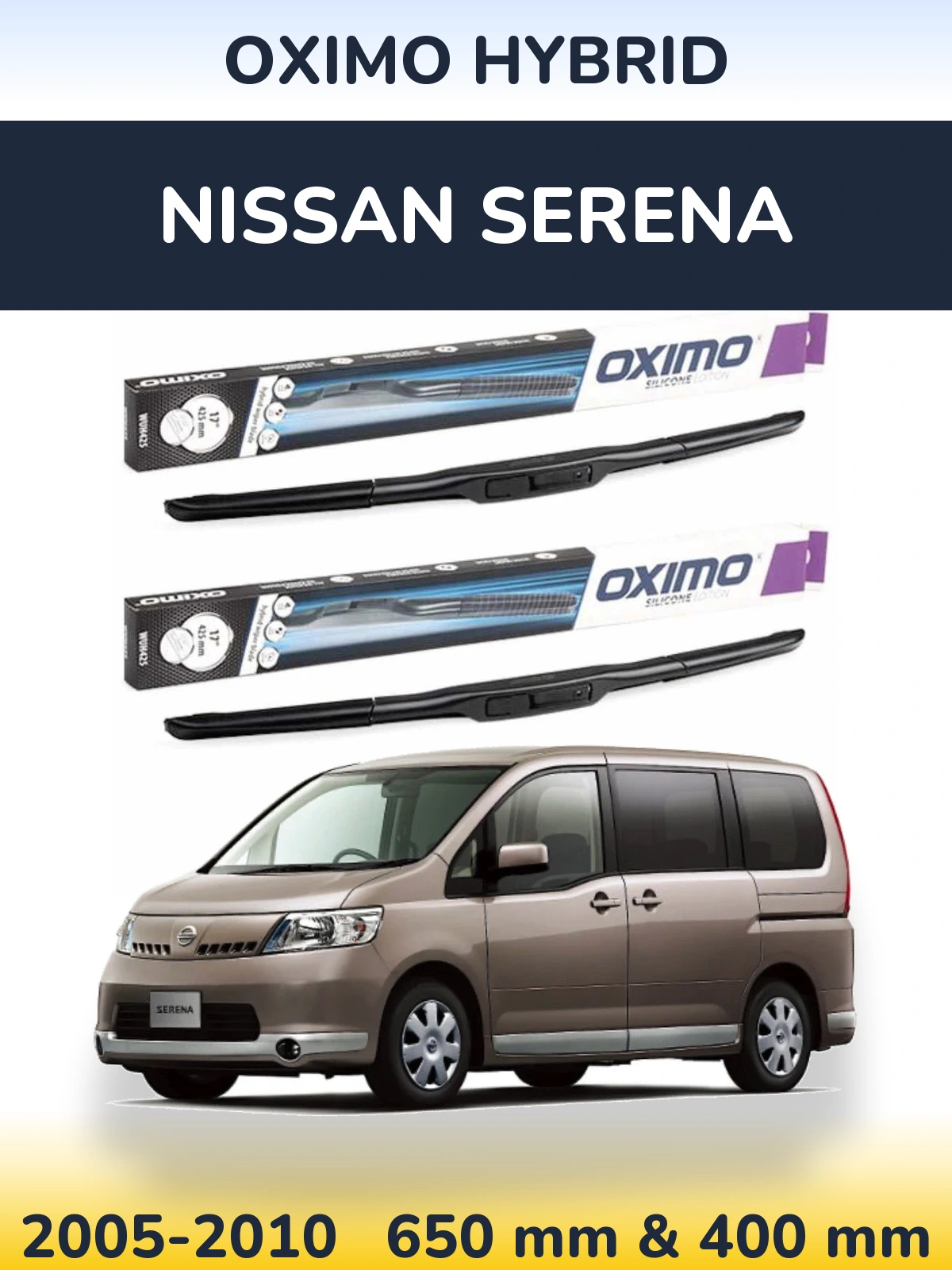 Komplet przednich wycieraczek Oximo Hybrid 650 & 400 mm do Nissan Serena 2005-2010