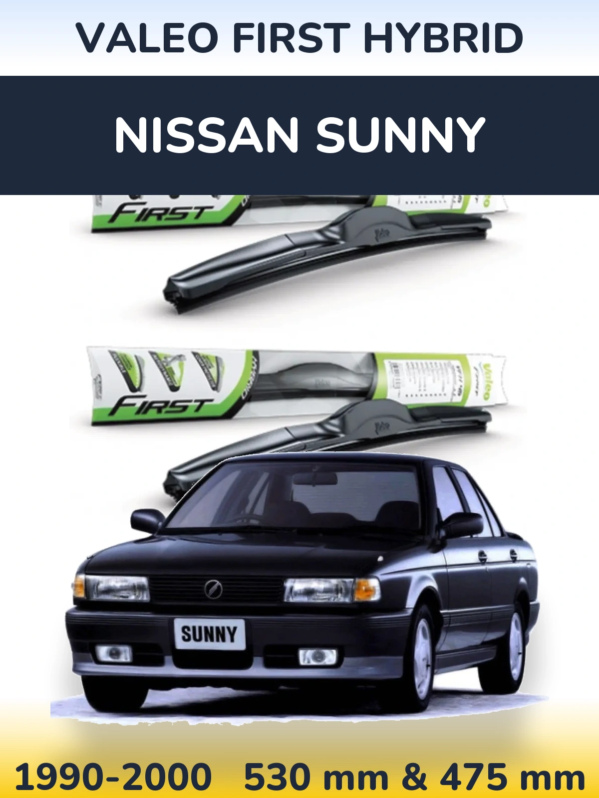 Komplet przednich wycieraczek Valeo First Hybrid 530 & 475 mm do Nissan Sunny 1990-2000