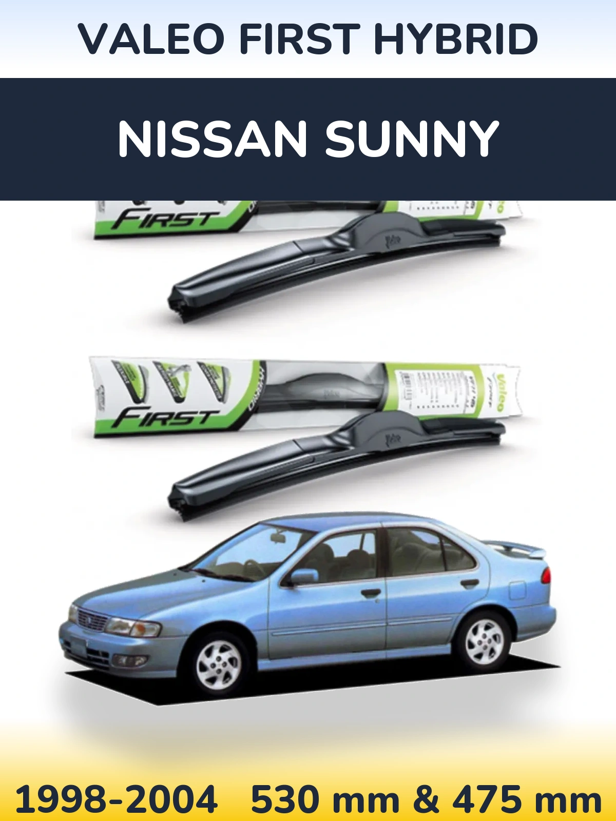 Komplet przednich wycieraczek Valeo First Hybrid 530 & 475 mm do Nissan Sunny 1998-2004