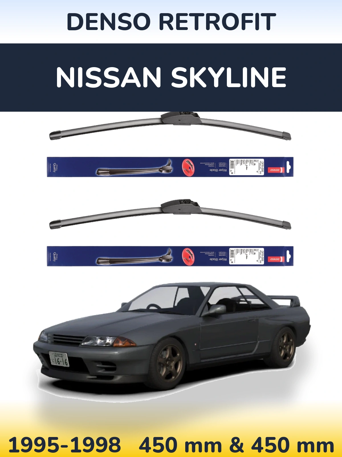 Komplet przednich wycieraczek Denso Retrofit 450 & 450 mm do Nissan Skyline 1995-1998