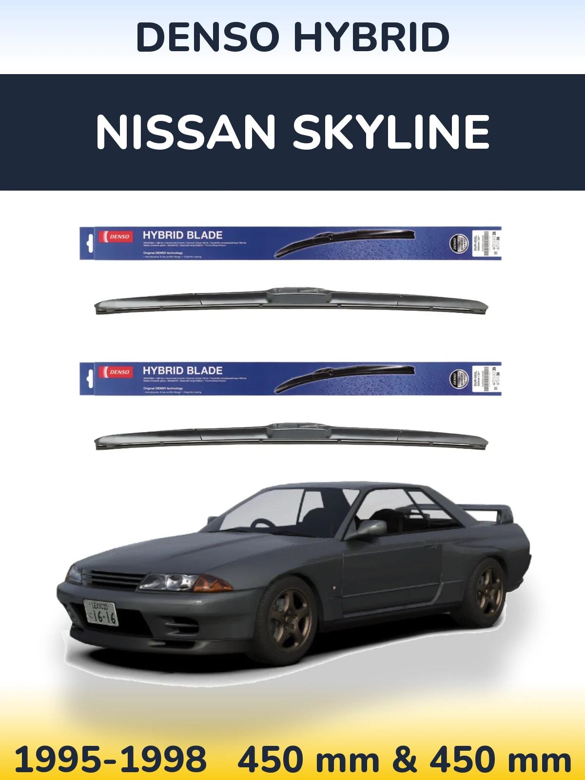 Komplet przednich wycieraczek Denso Hybrid 450 & 450 mm do Nissan Skyline 1995-1998