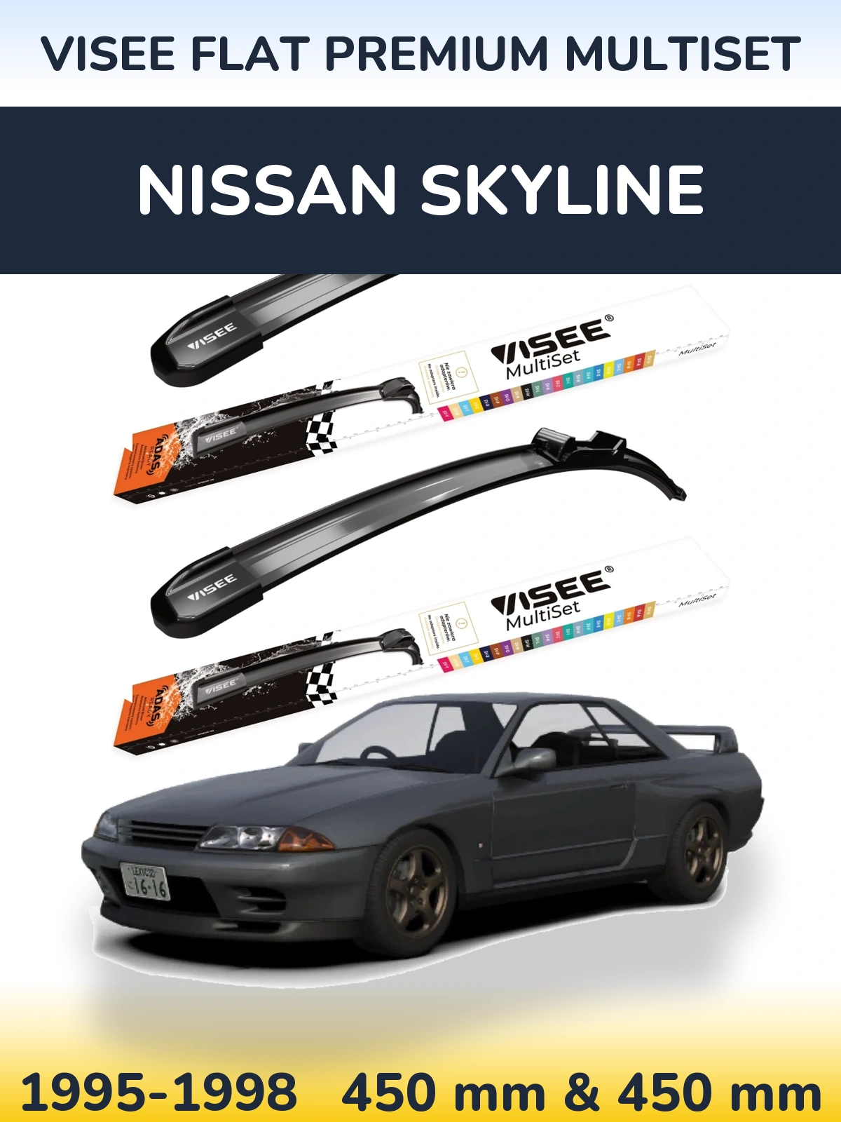 Komplet przednich wycieraczek VISEE FLAT PREMIUM MultiSet 450 & 450 mm do Nissan Skyline 1995-1998
