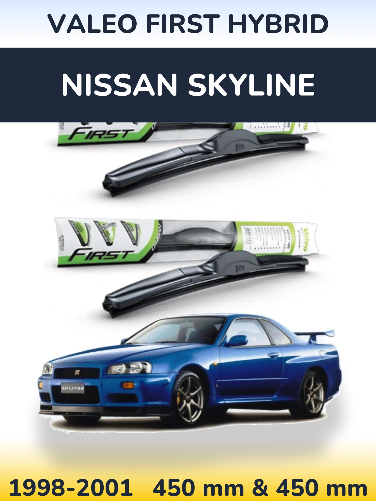 Комплект передних дворников Valeo First Hybrid 450 & 450 мм для Nissan Skyline 1998-2001