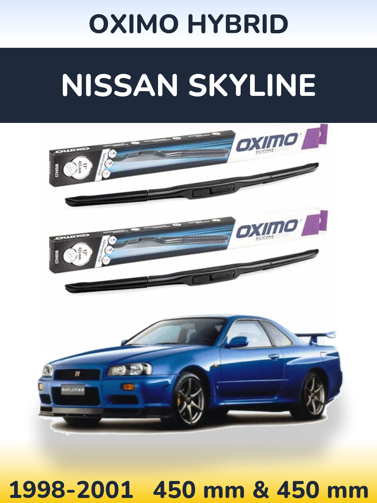 Комплект передних дворников Oximo Hybrid 450 & 450 мм для Nissan Skyline 1998-2001
