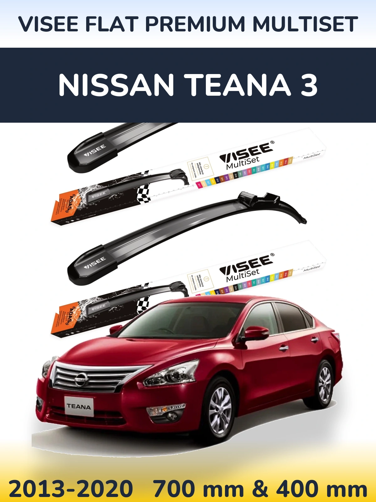 Komplet przednich wycieraczek VISEE FLAT PREMIUM MultiSet 700 & 400 mm do Nissan Teana 3 2013-2020