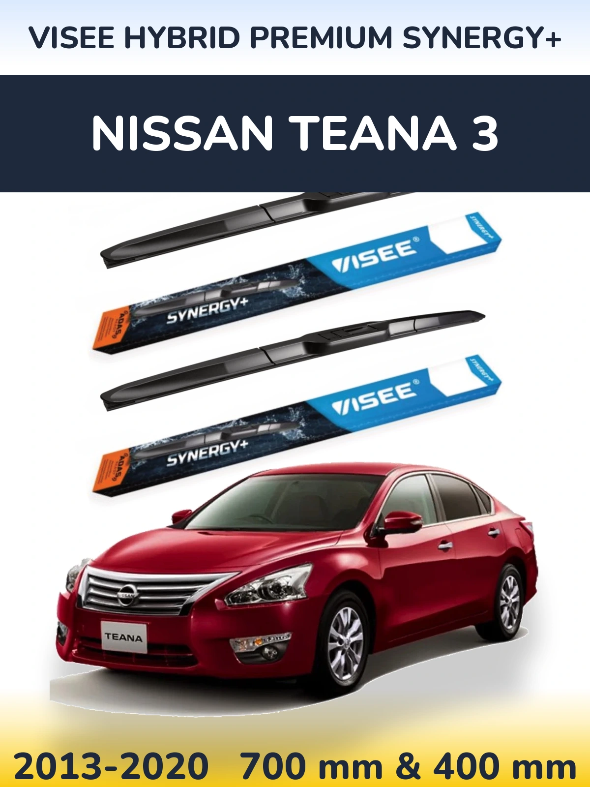 Front wiper blade set VISEE HYBRID PREMIUM SYNERGY+ 700 & 400 mm for Nissan Teana 3 2013-2020