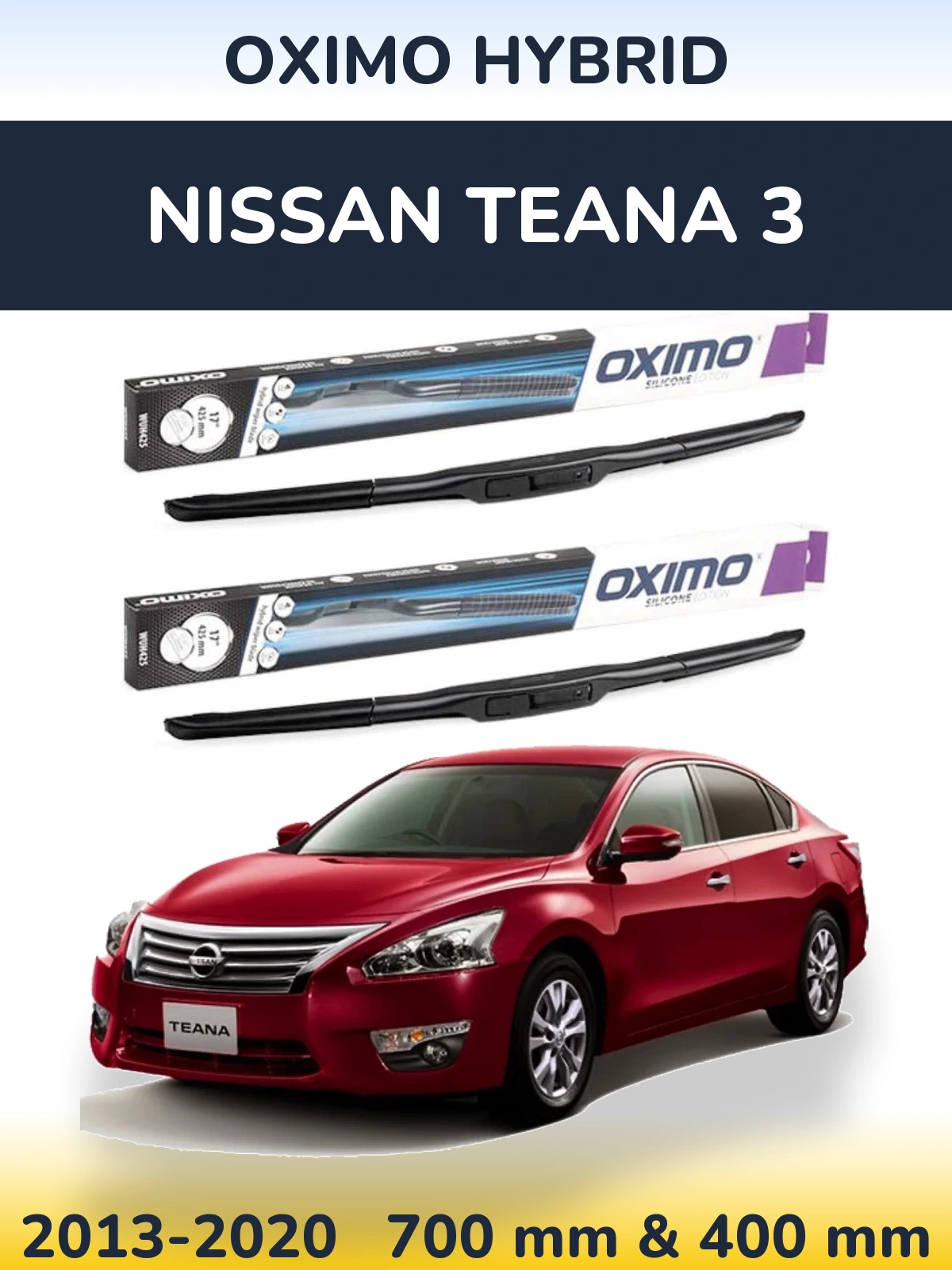 Комплект передних дворников Oximo Hybrid 700 & 400 мм для Nissan Teana 3 2013-2020