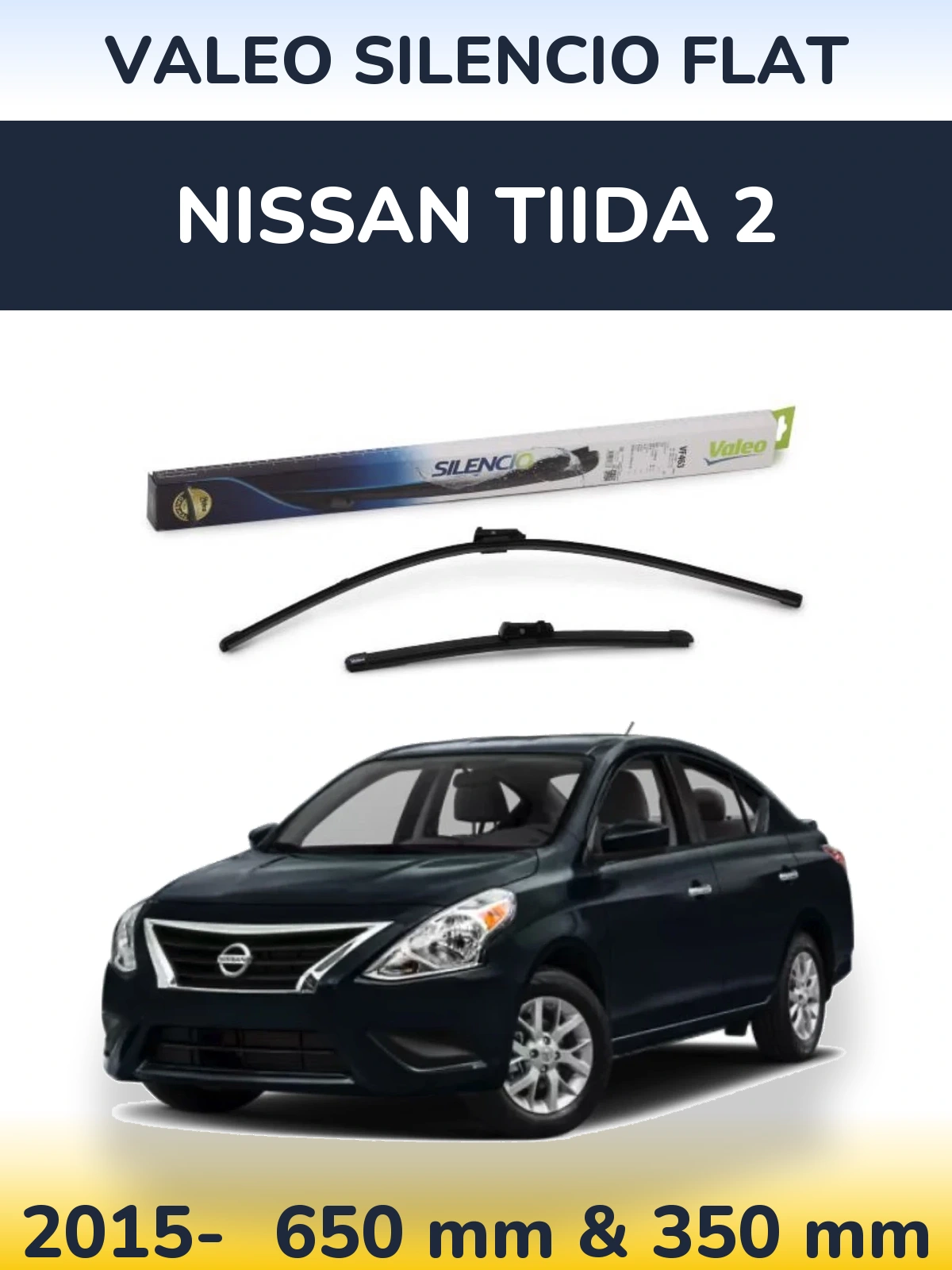 Komplet przednich wycieraczek Valeo Silencio Flat 650 & 350 mm do Nissan Tiida 2 2015-2026