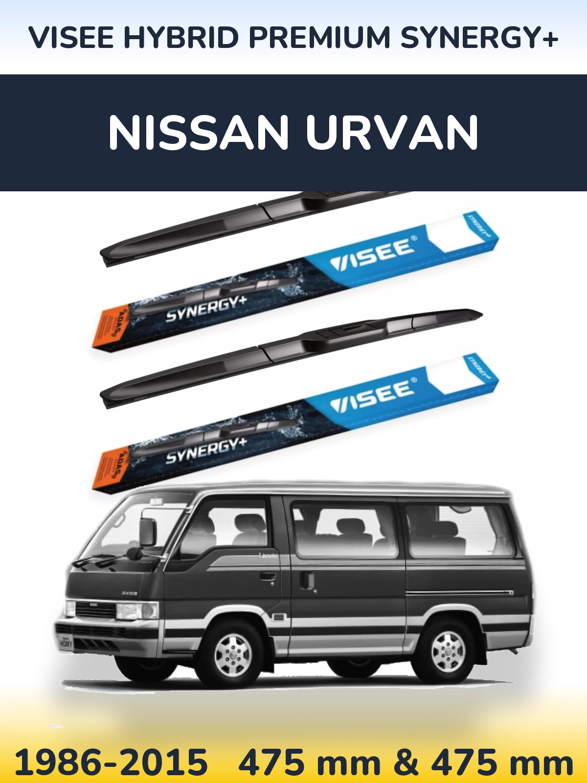 Komplet przednich wycieraczek VISEE HYBRID PREMIUM SYNERGY+ 475 & 475 mm do Nissan Urvan 1986-2015