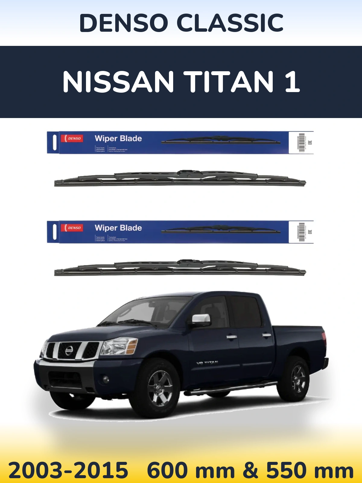 Komplet przednich wycieraczek Denso Classic 600 & 550 mm do Nissan Titan 1 2003-2015
