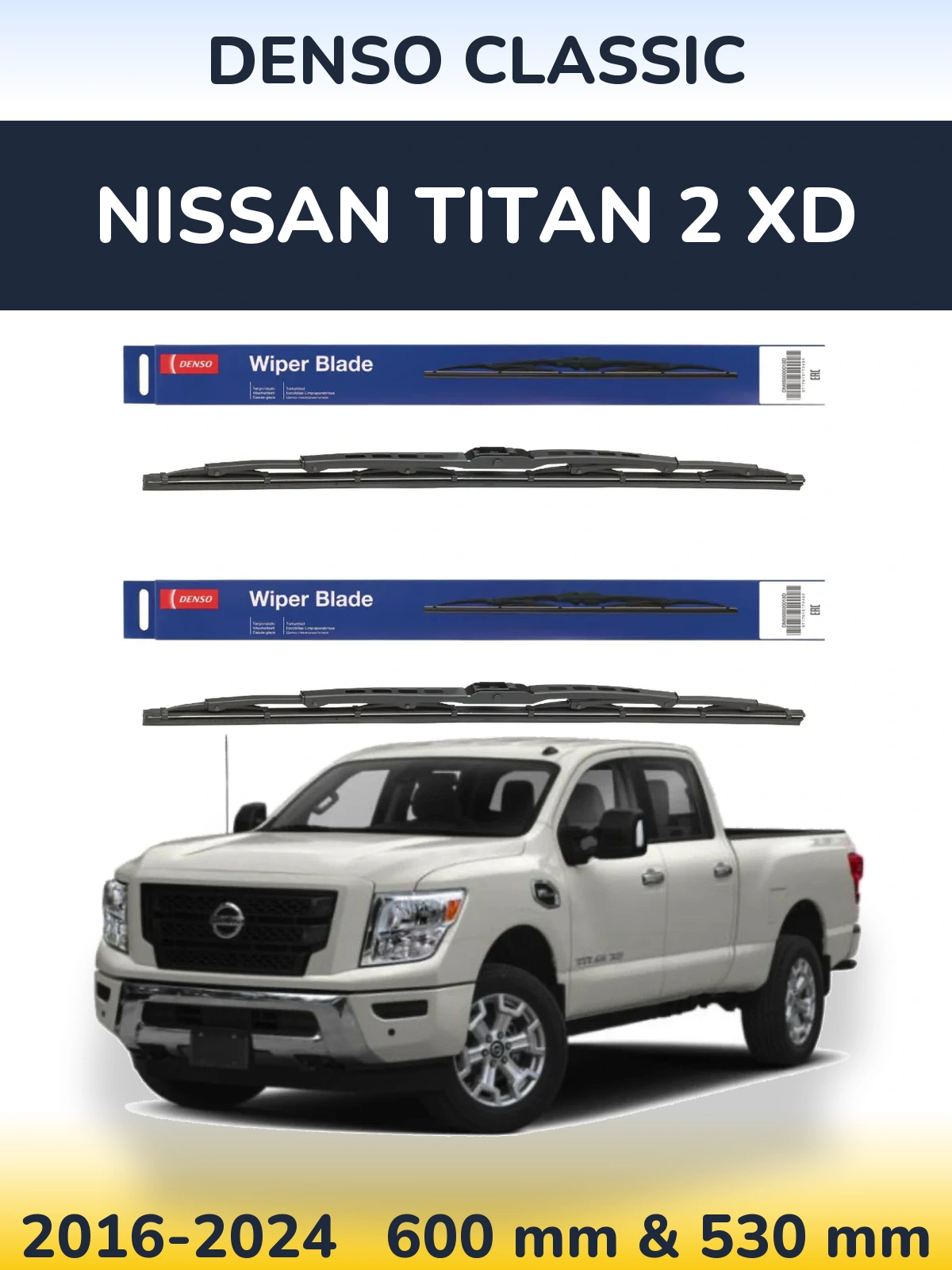 Komplet przednich wycieraczek Denso Classic 600 & 530 mm do Nissan Titan 2 XD 2016-2024