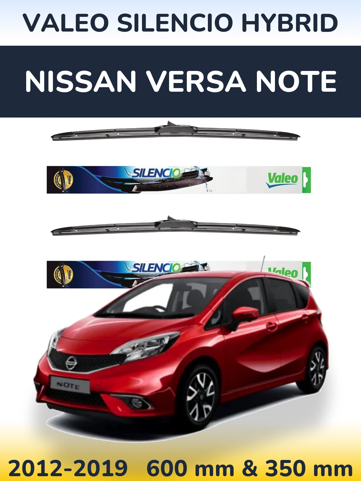 Komplet przednich wycieraczek Valeo Silencio Hybrid 600 & 350 mm do Nissan Versa Note 2012-2019