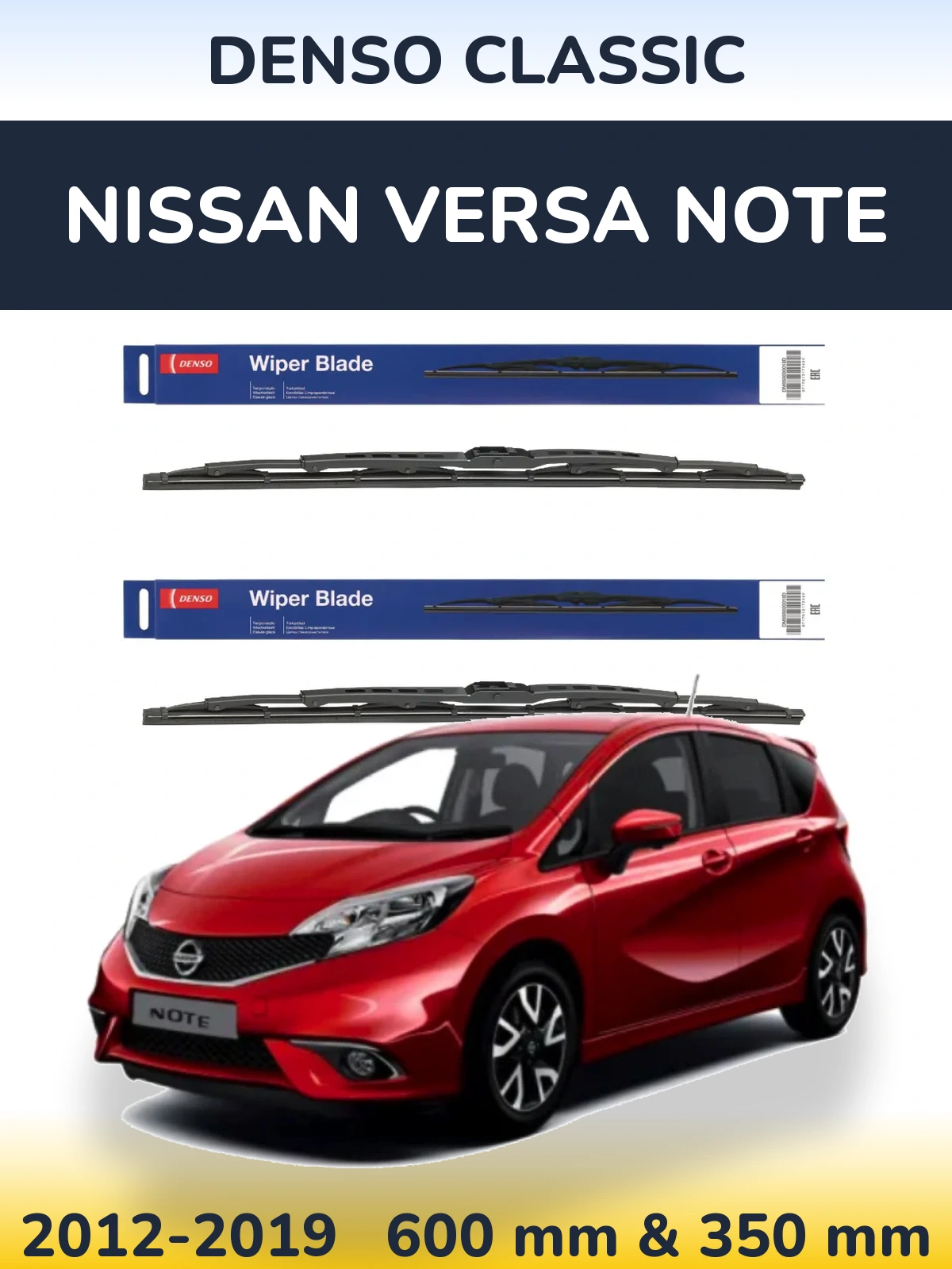 Komplet przednich wycieraczek Denso Classic 600 & 350 mm do Nissan Versa Note 2012-2019