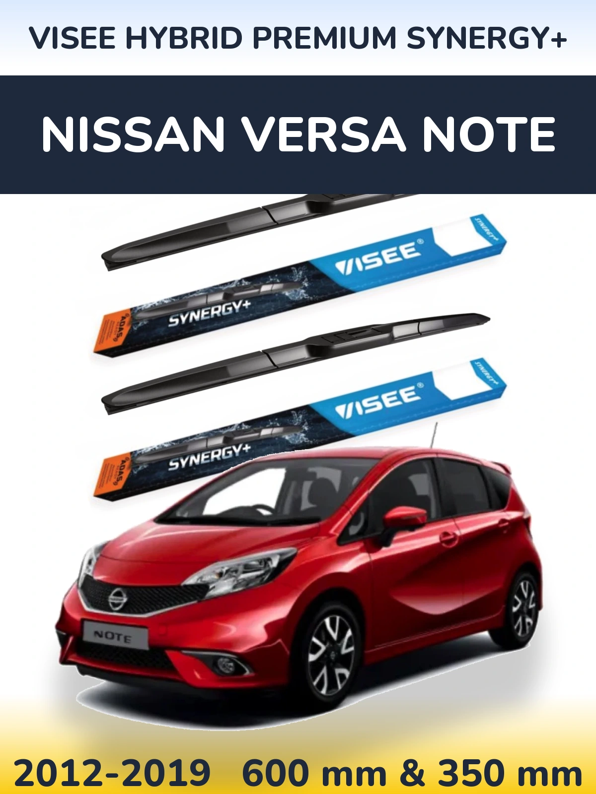 Komplet przednich wycieraczek VISEE HYBRID PREMIUM SYNERGY+ 600 & 350 mm do Nissan Versa Note 2012-2019