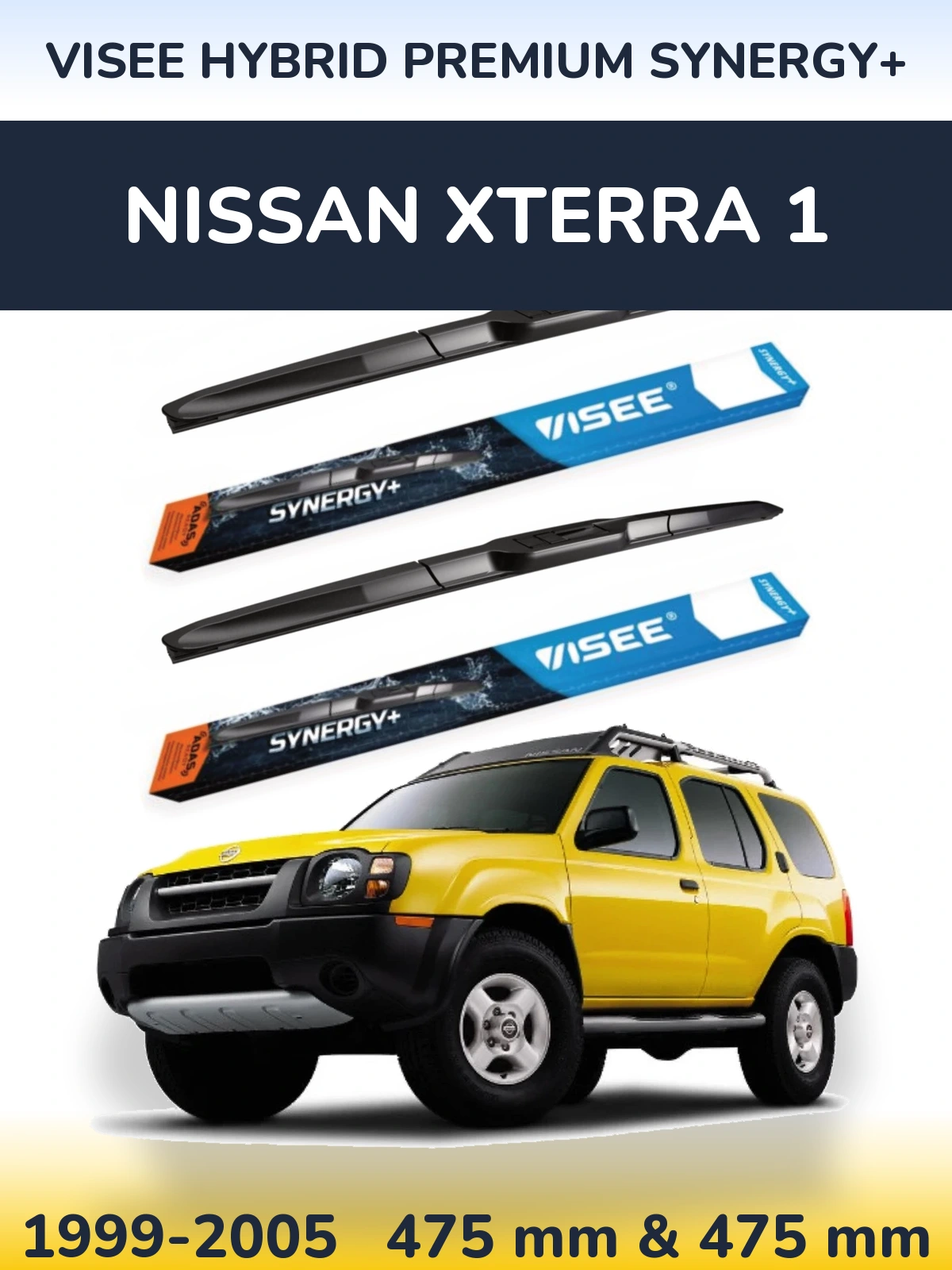 Комплект передних дворников VISEE HYBRID PREMIUM SYNERGY+ 475 & 475 мм для Nissan Xterra 1 1999-2005