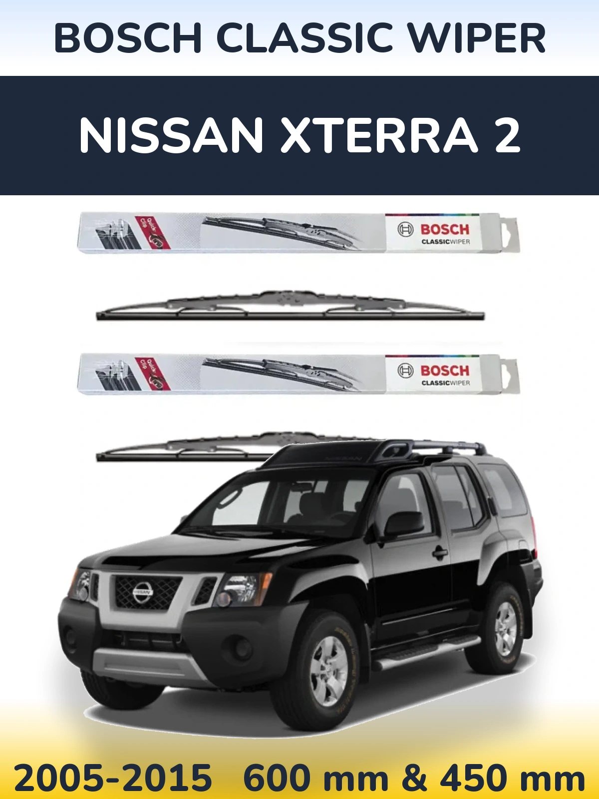 Komplet przednich wycieraczek BOSCH Classic Wiper 600 & 450 mm do Nissan Xterra 2 2005-2015